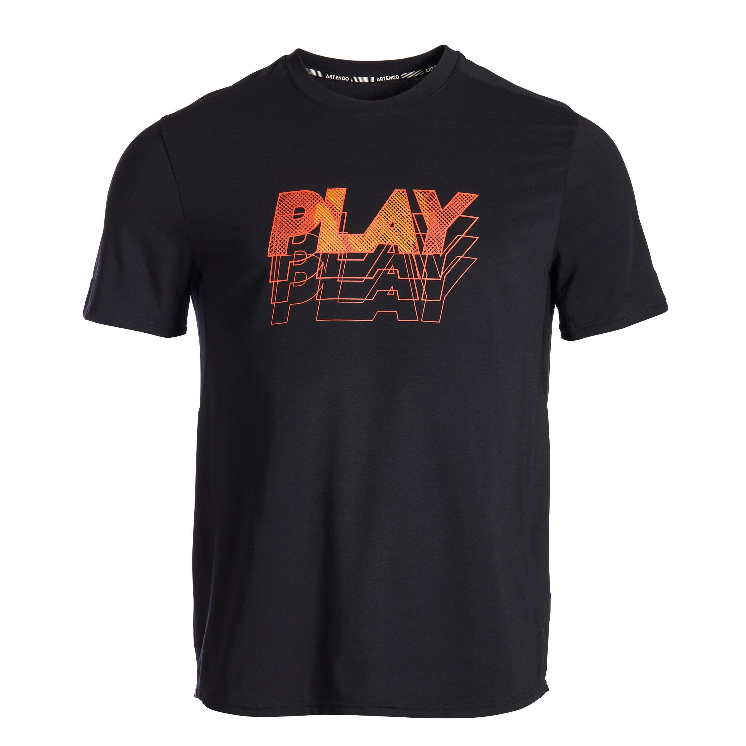 Men's Tennis T-Shirt Soft - Black Red 7/8