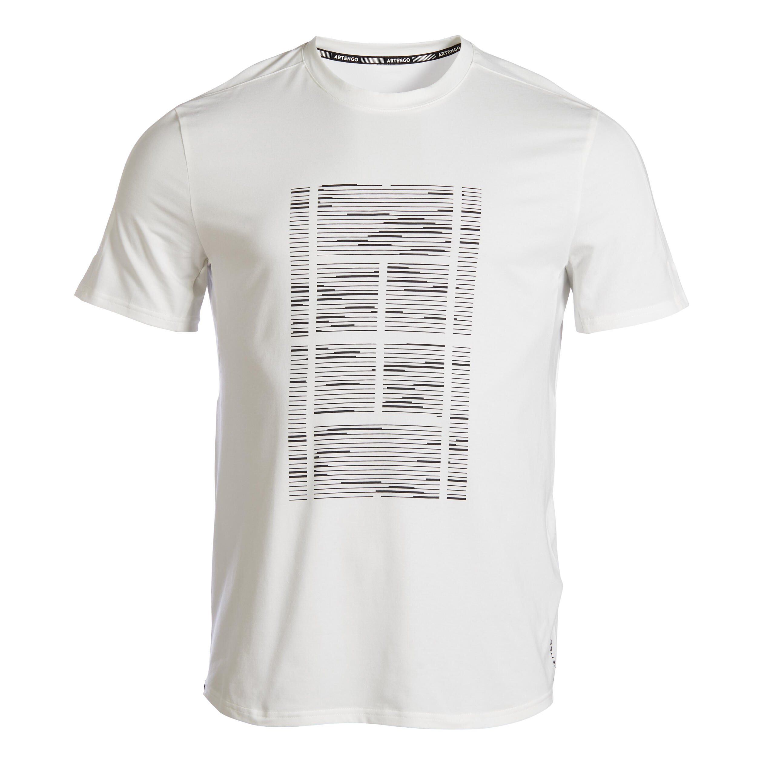 Camiseta de tenis manga corta hombre Artengo TTS Softt blanco estampado 7/9