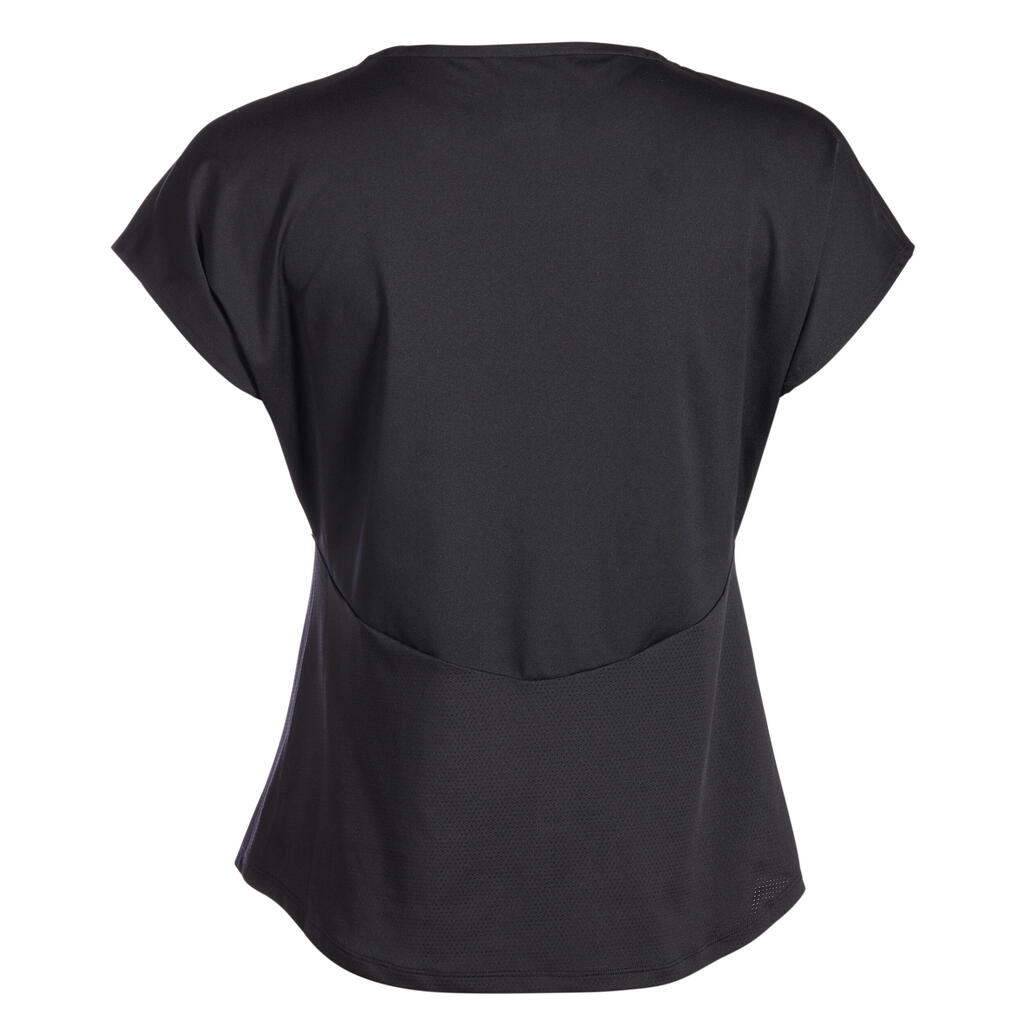 Women's Dry Crew Neck Soft Tennis T-Shirt Dry 500 - Black