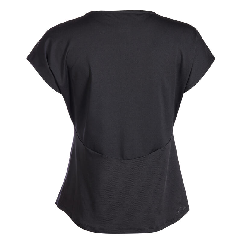 Dámské tenisové tričko Dry 500 s kulatým výstřihem černé