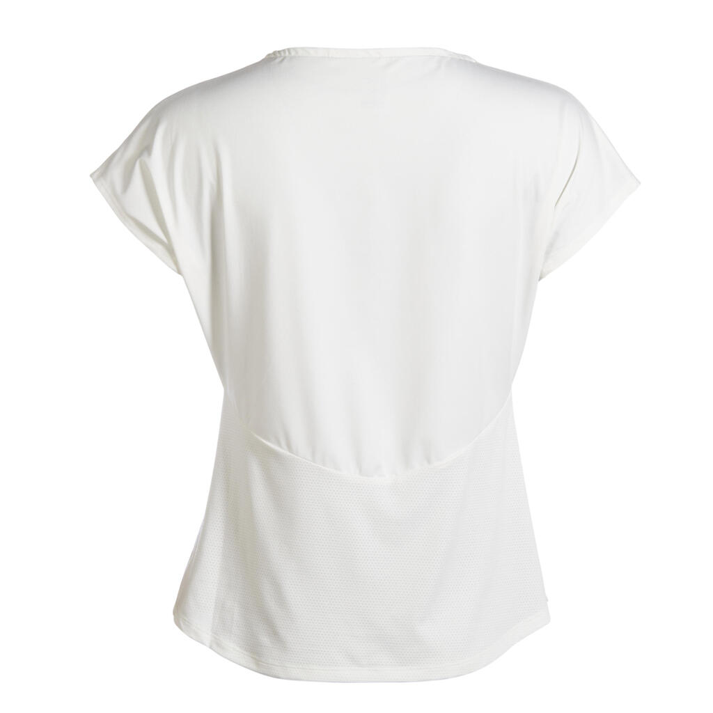 Women's Dry Crew Neck Soft Tennis T-Shirt Dry 500 - Off-White