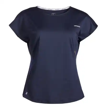Women's Dry Crew Neck Soft Tennis T-Shirt Dry 500 - Blue/Black