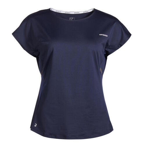 T-shirt de tennis femme - Dry 500 bleu noir