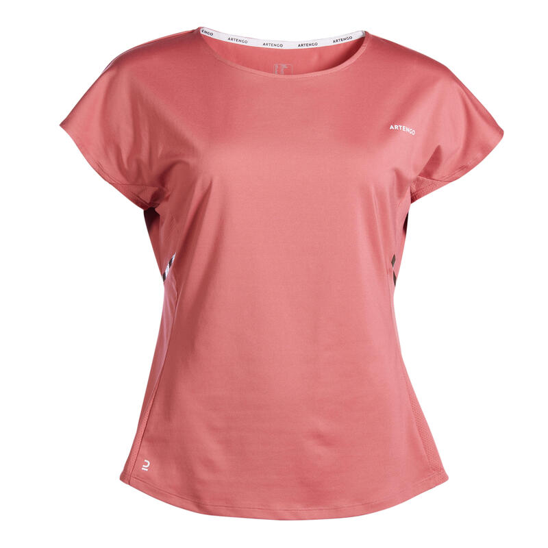 Tennisshirt voor dames Dry 500 ronde hals roze