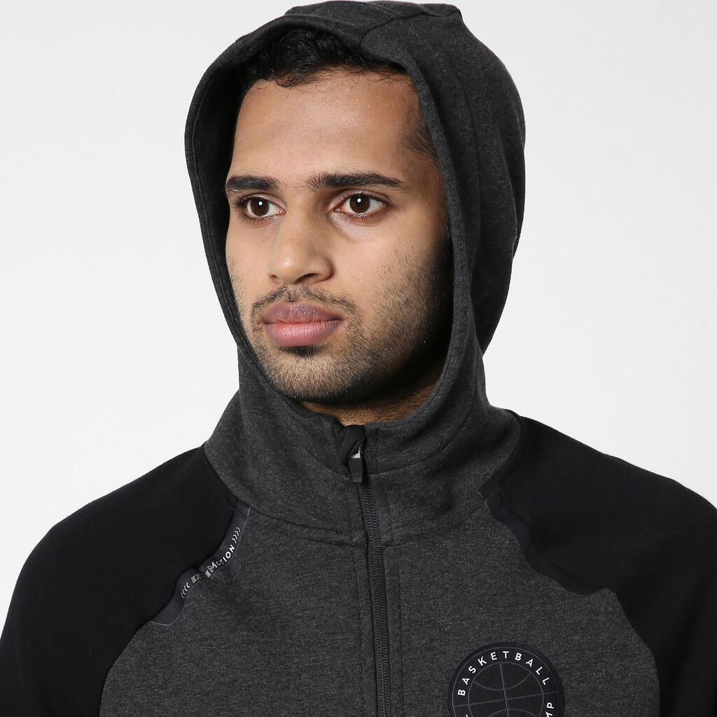 Men's Basketball Zipped Hoodie J500 - Dark Grey