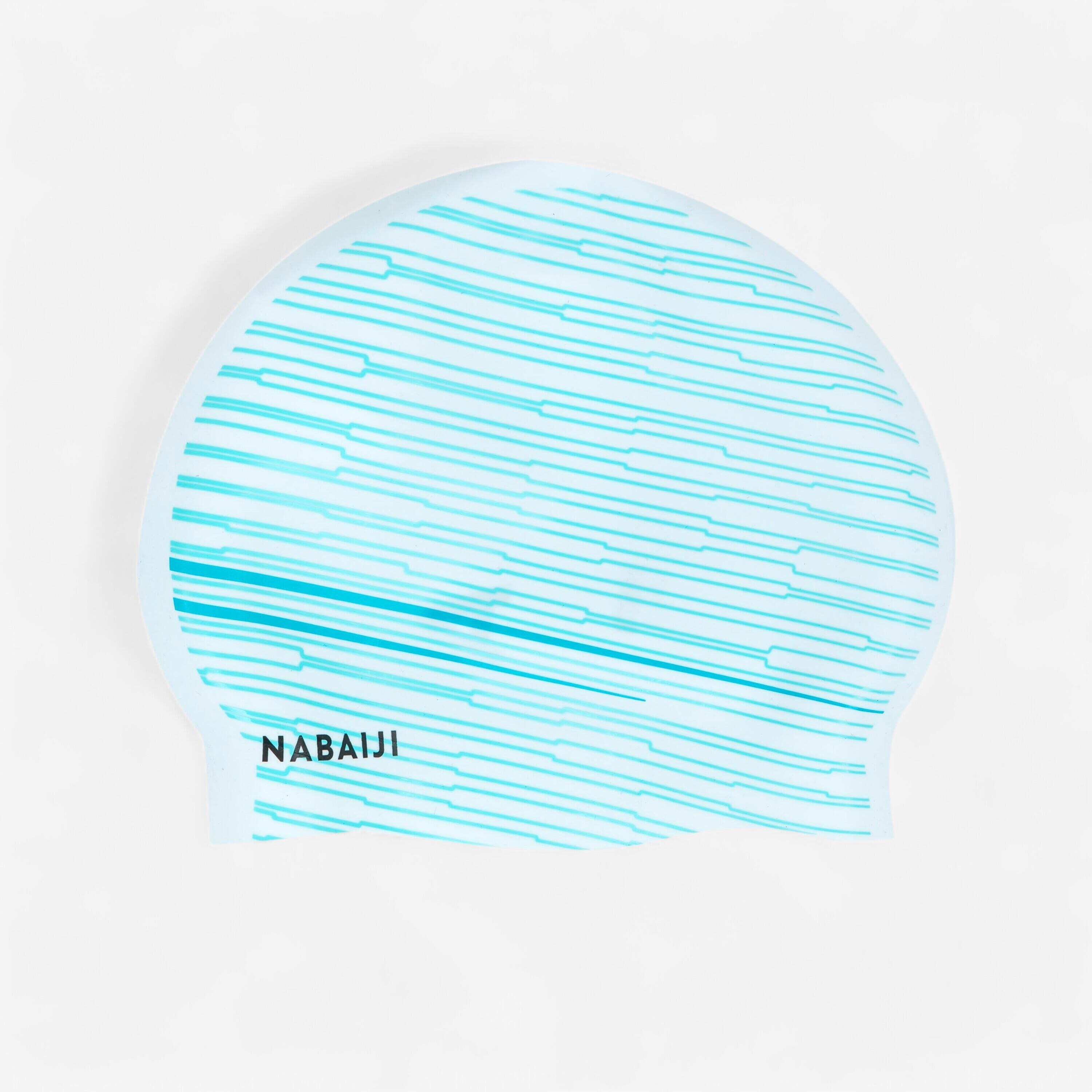 NABAIJI  Silicone Swim Cap - VOLUME PRINT CUT WHITE