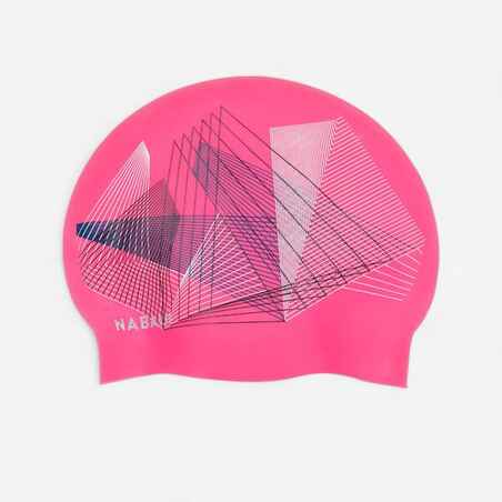 Gorro natación silicona rosa para cabello voluminoso