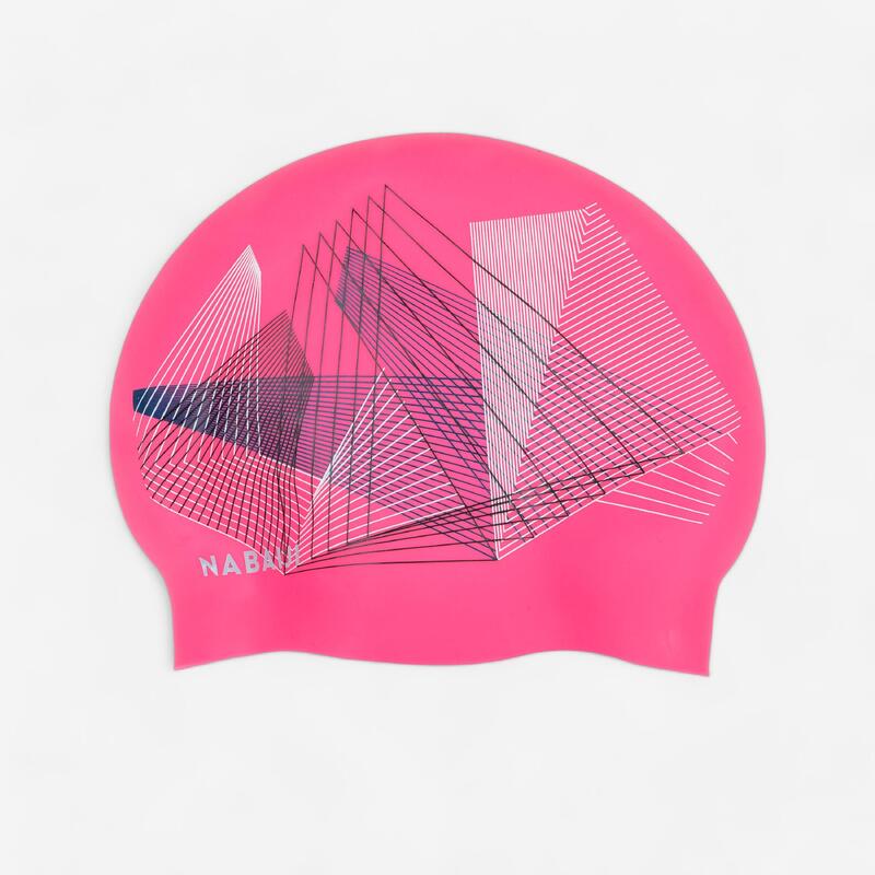 Gorro natación silicona rosa para cabello voluminoso