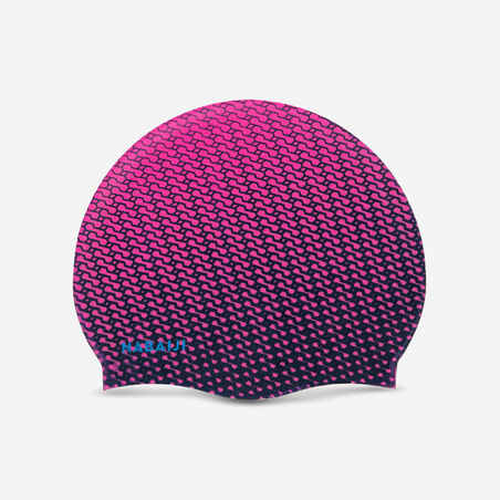 Rožnata silikonska plavalna kapa s potiskom