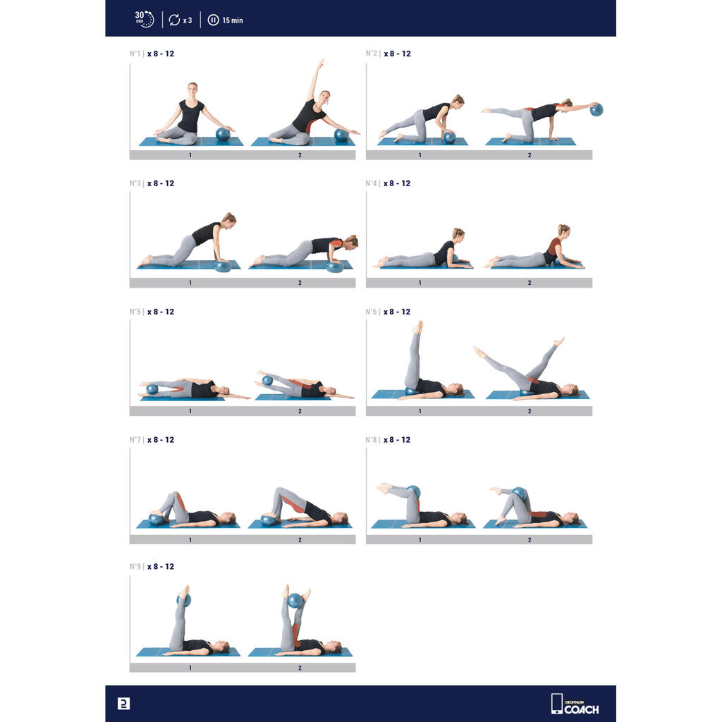 Plava meka lopta za pilates (prečnika 240 mm)