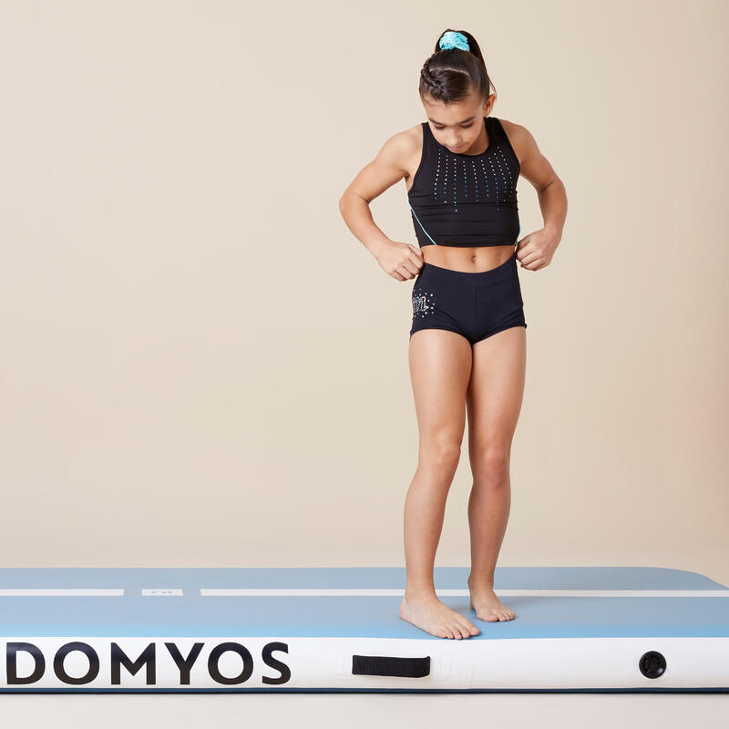 Crop top espalda natación gimnasia niña negro