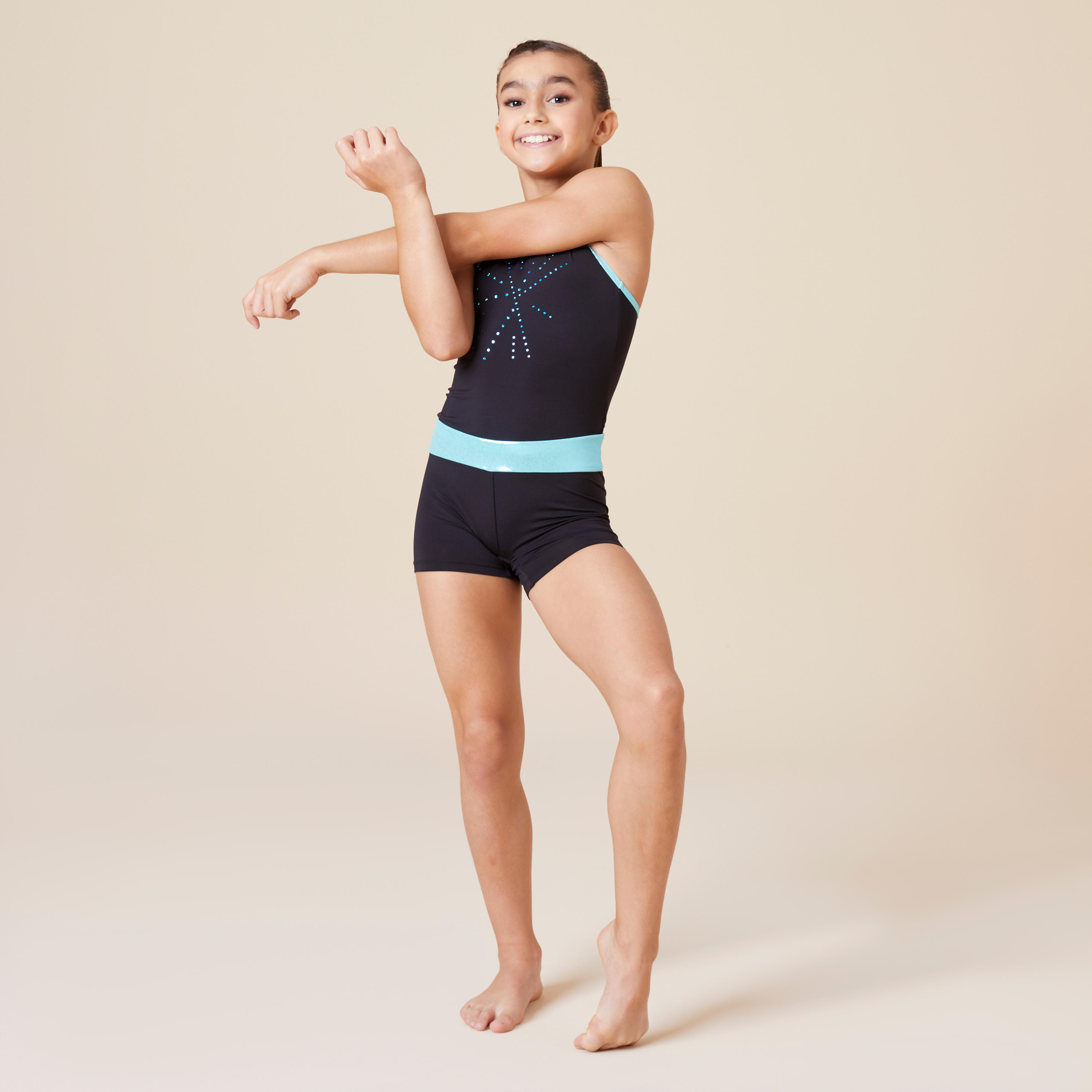 Body da ginnastica blu per bambina