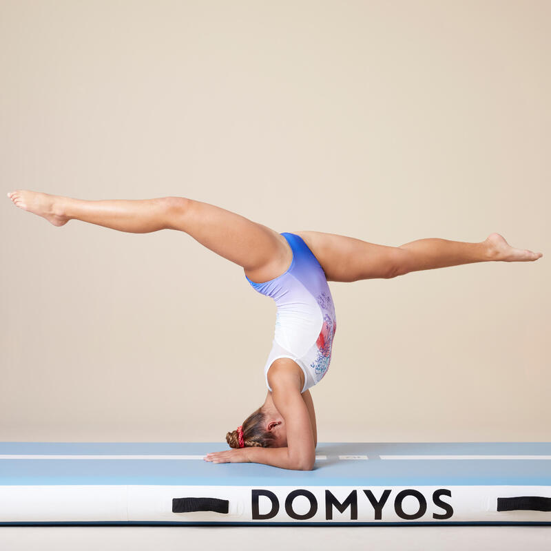 Çocuk Kolsuz Jimnastik Mayosu - Mavi / Çiçek Baskılı - JSM900
