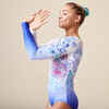 Gymnastikanzug Turnanzug langarm Mädchen Strass - 980 blau Blumenprint