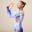 Dívčí gymnastický dres s dlouhým rukávem 980 modrý s květinami