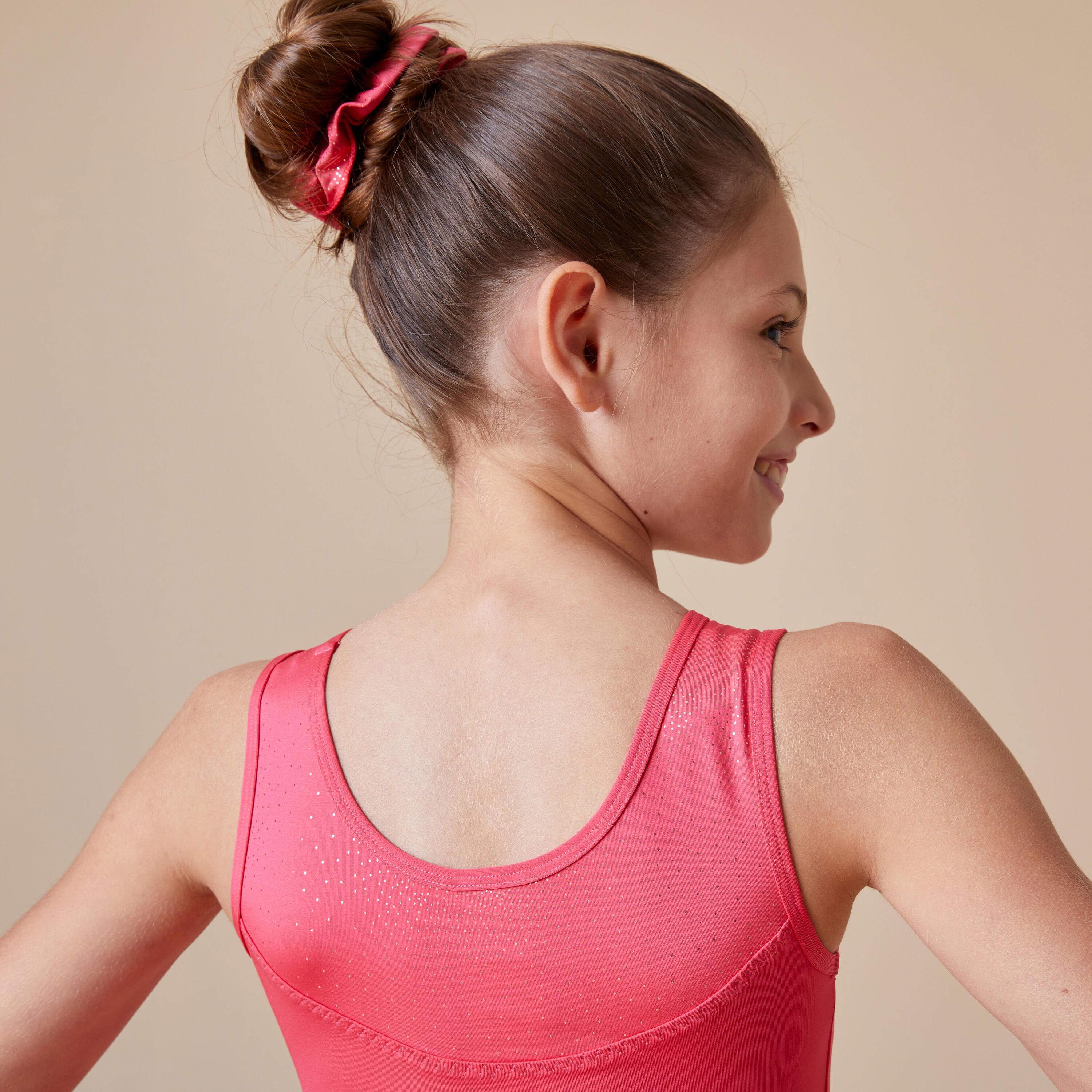 Justaucorps gym sans manches, col rond Fille - JSM 540 rose 3/12