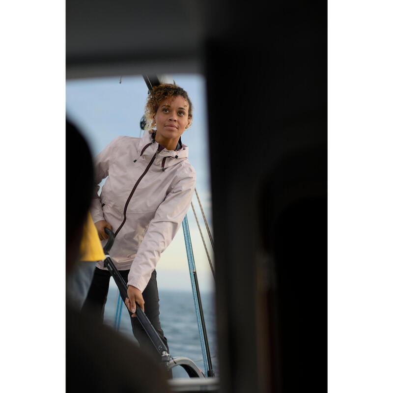 Giacca vela donna SAILING 100 impermeabile rosa chiaro