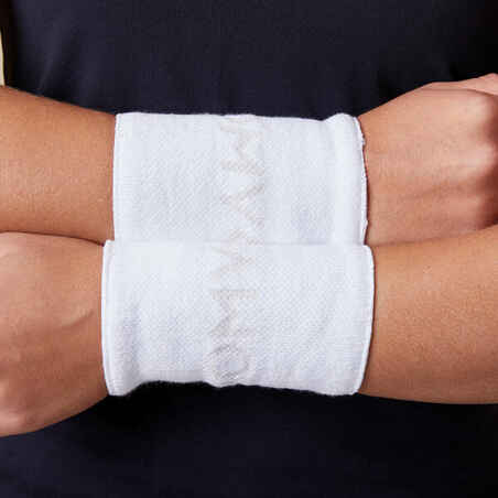 WRISTBAND & HEADBAND SET Tennis Terry Towelling Cotton Sweat Band Team Gym  - White main image 0
