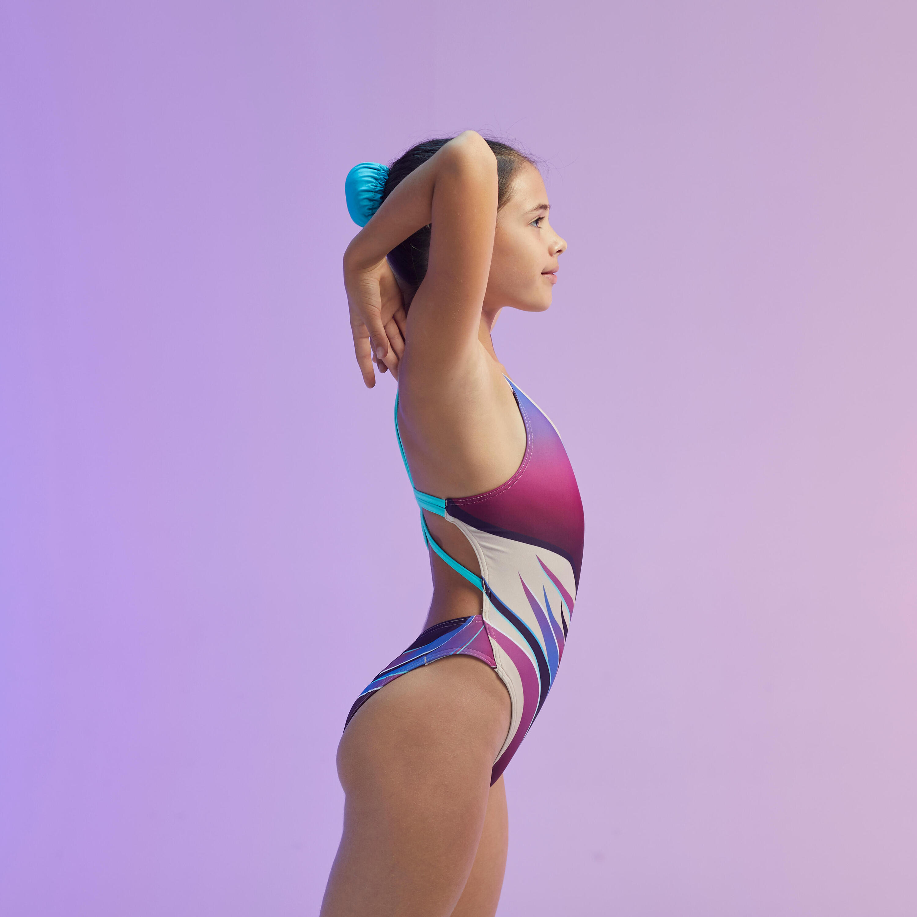 Girls' 1-Piece Artistic Synchronised Swimming Swimsuit - Purple 6/7