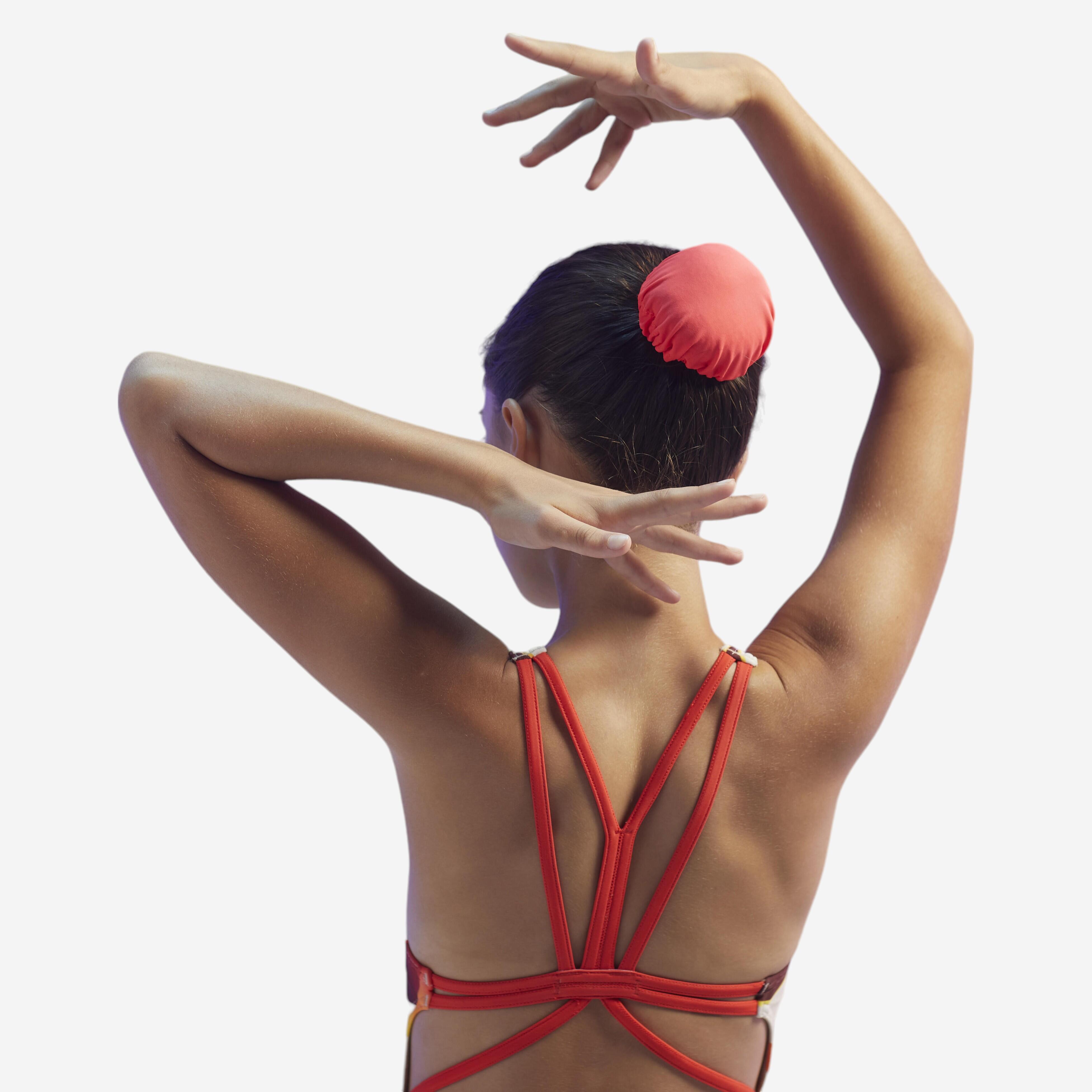 Cache chignon élastique de natation synchronisée artistique - rose corail