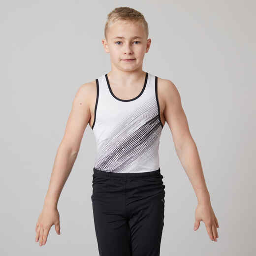
      Triko za umjetničku gimnastiku za dječake bijeli
  