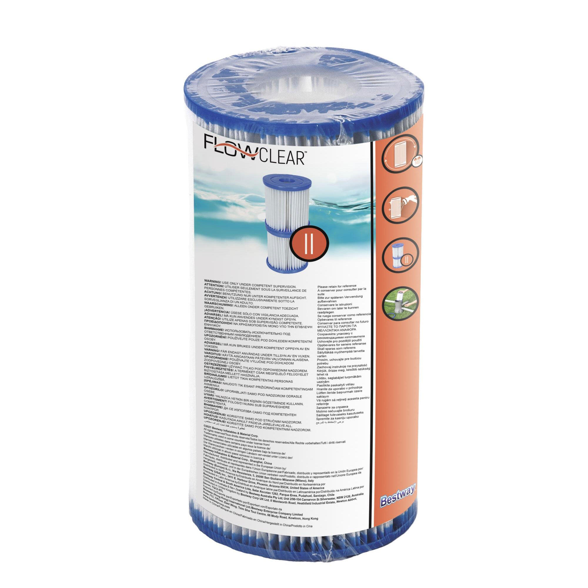 Filtro Bestway cartucho Tipo II   2.006 L/H para bombas de piscinas 4/5