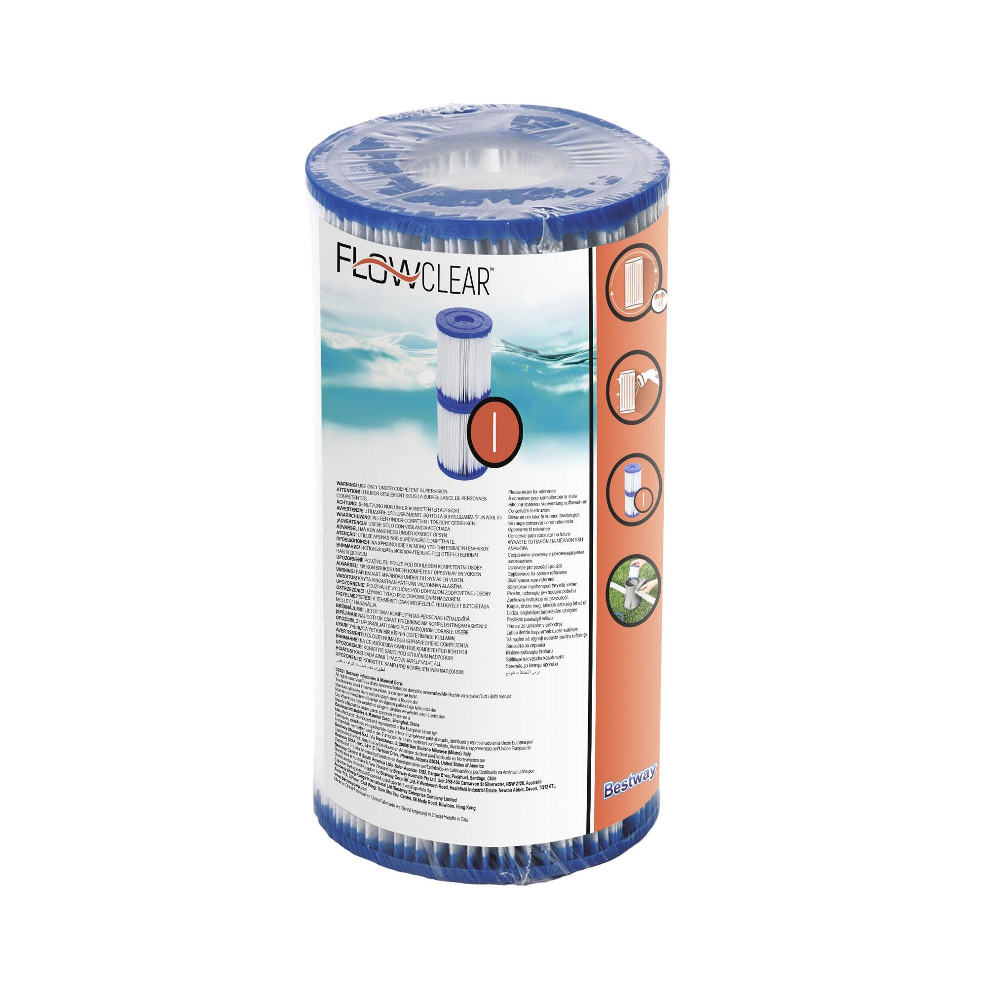 Filtro Bestway cartucho Tipo I 1249 L/H para bombas de piscinas (pack 2 unidades 3/4