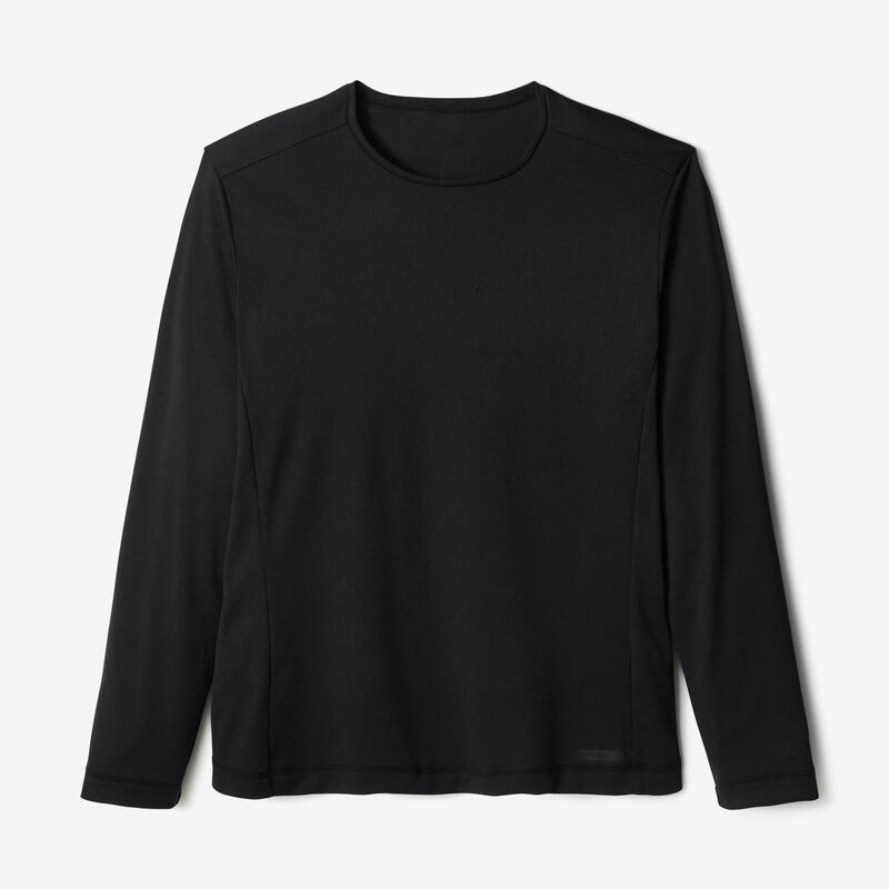 Resbaladizo superficial Seguro Camiseta running manga larga transpirable Hombre Dry negra | Decathlon