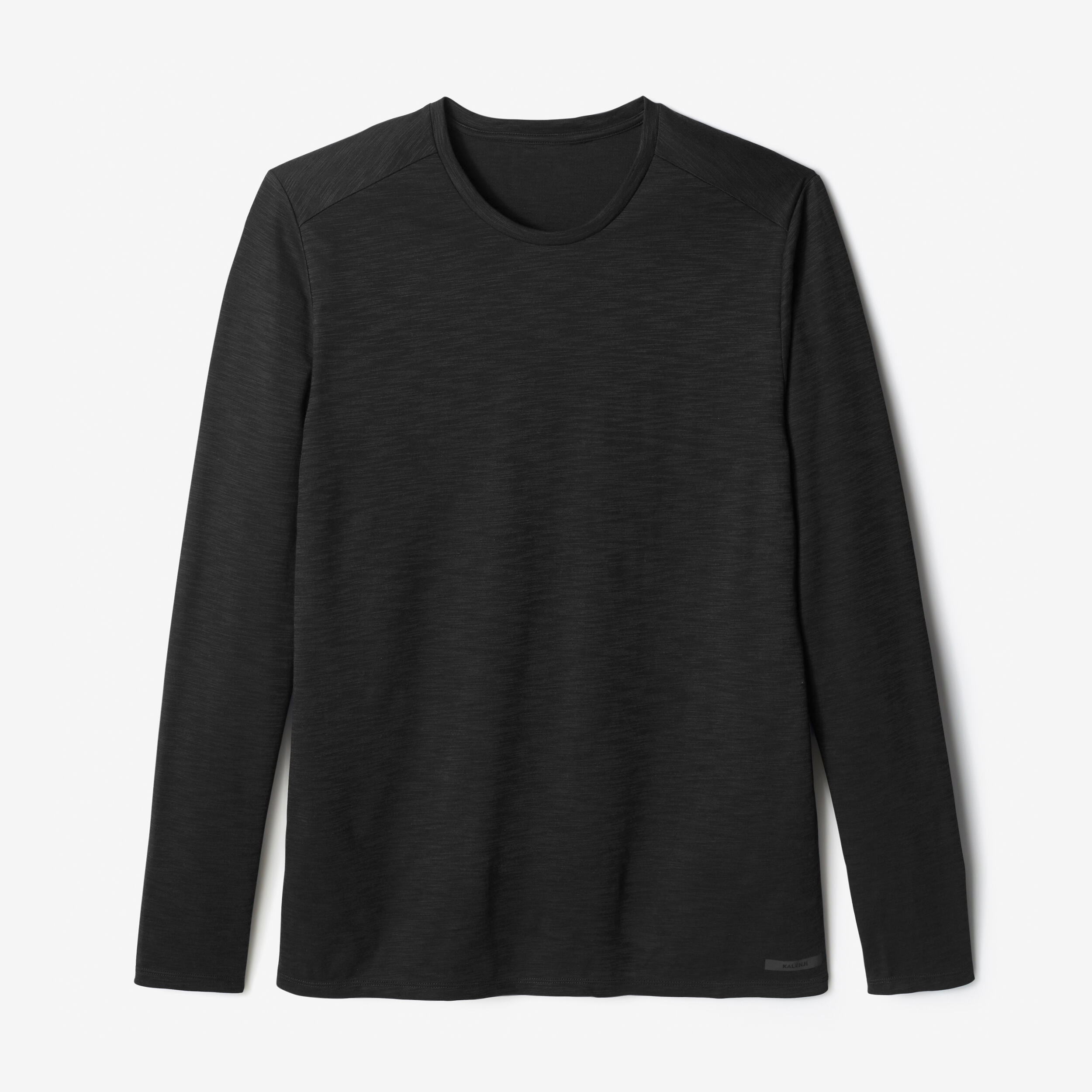 Men’s LS Breathable Running T-Shirt - Dry+ Black - KALENJI