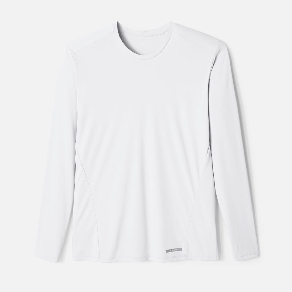 Vīriešu elpojošs skriešanas T krekls ar garajām piedurknēm “Sun Protect”, balts