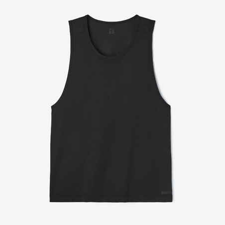 Playera sin mangas de running transpirable negra para hombre Dry - Decathlon