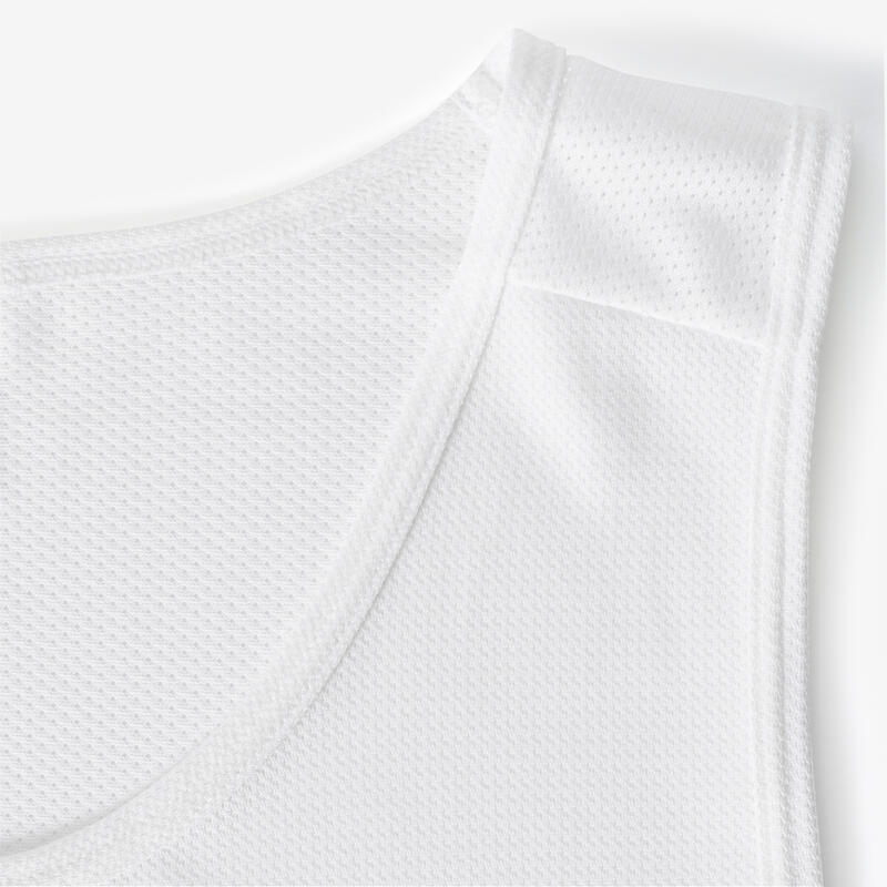 Camiseta Running Dry Hombre Blanco Sin Mangas Transpirable