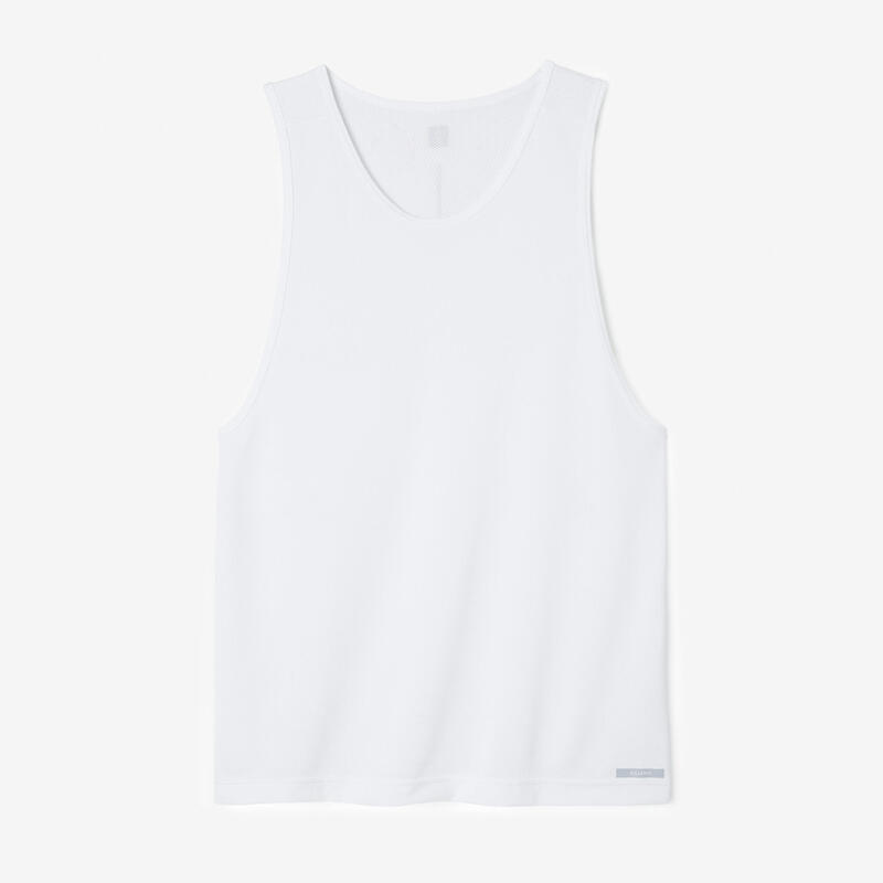 T-shirt Sem Mangas de Corrida Respirável Dry Homem Branco