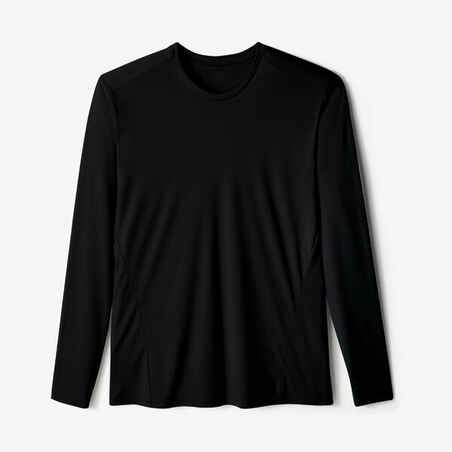 Camiseta Running Dry+ Mujer Negro Manga Larga 1/2 Cremallera - Decathlon