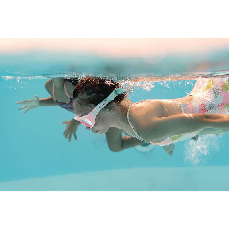 Schwimmmaske Kinder klar - Swimdow rosa/grün 