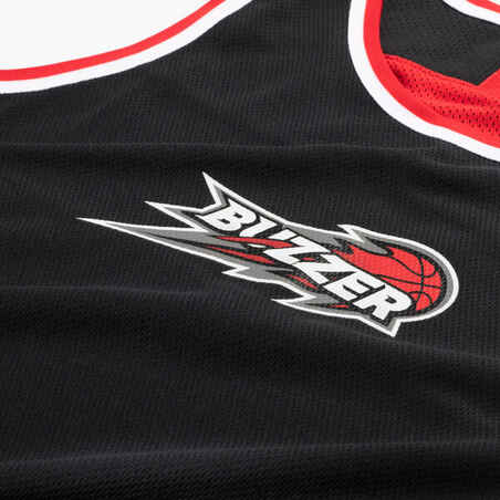 Kids' Reversible Sleeveless Basketball T-Shirt / Jersey T500R - Black/Red