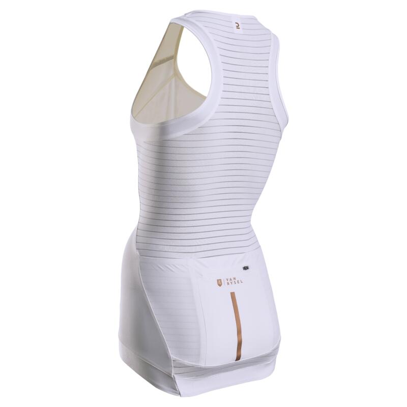 DEBARDEUR VELO ROUTE FEMME RCR BLANC CASSE