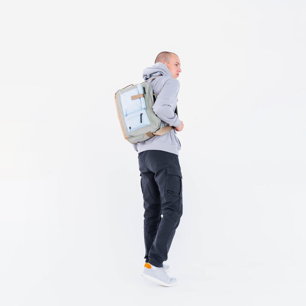 Urban Walking Messenger Bag Backpack Backenger 20L Textile - light green