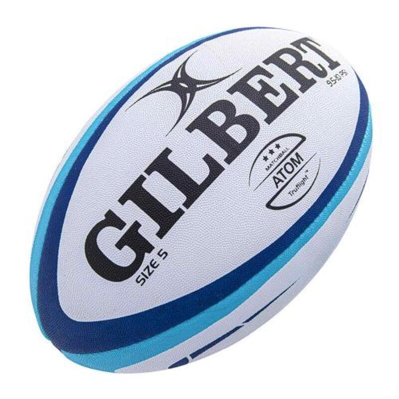 Balón de rugby talla 5 - Gilbert Atom blanco azul