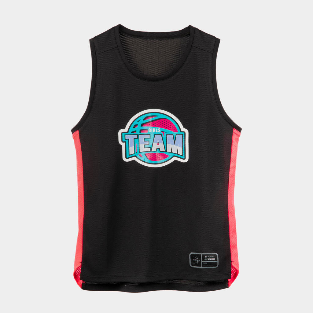 Kids' Sleeveless Basketball Jersey T500 - Black