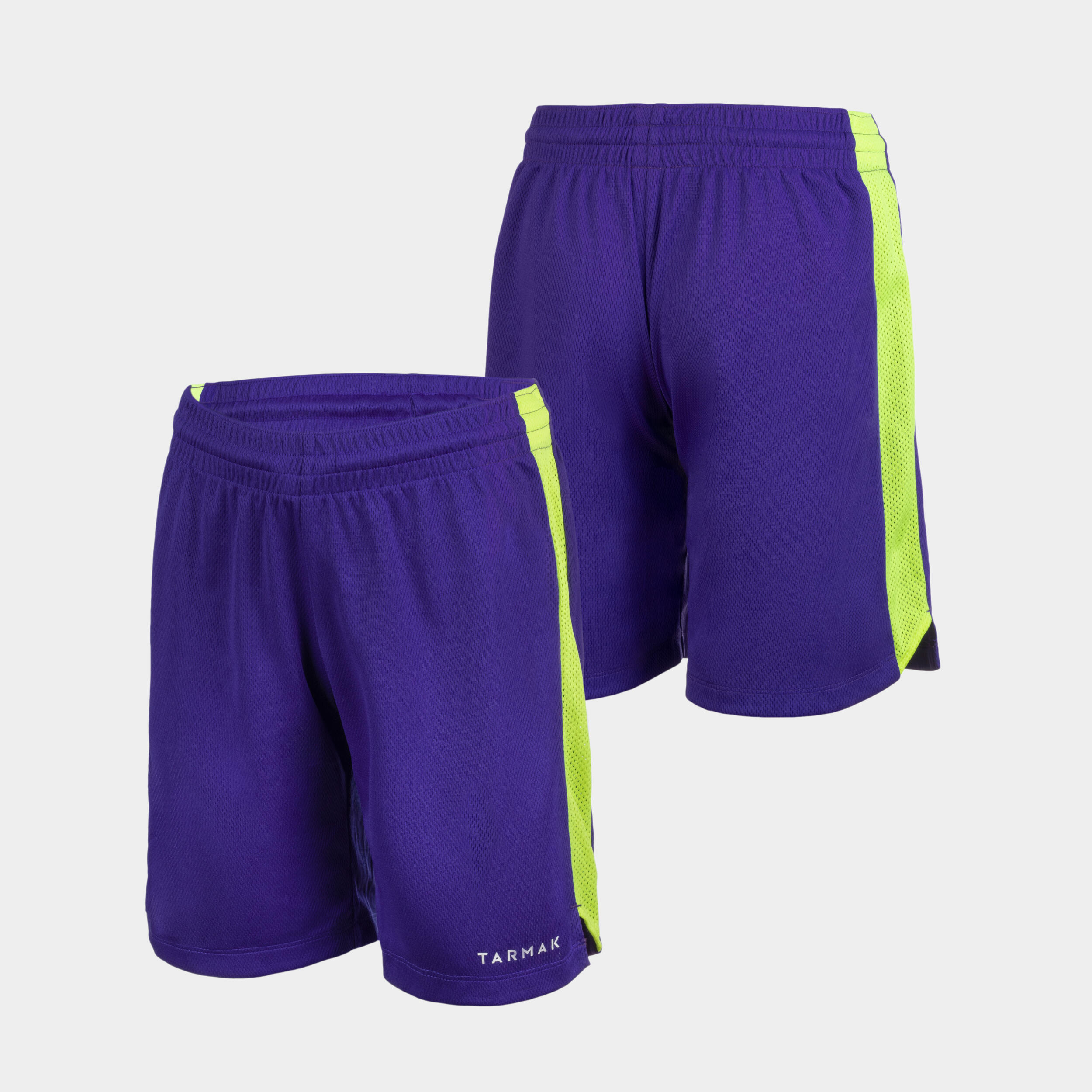Kids' Basketball Shorts SH500 Purple/Yellow