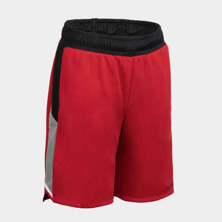 Pantalón Corto Baloncesto reversible Niños SH500R Rojo Negro