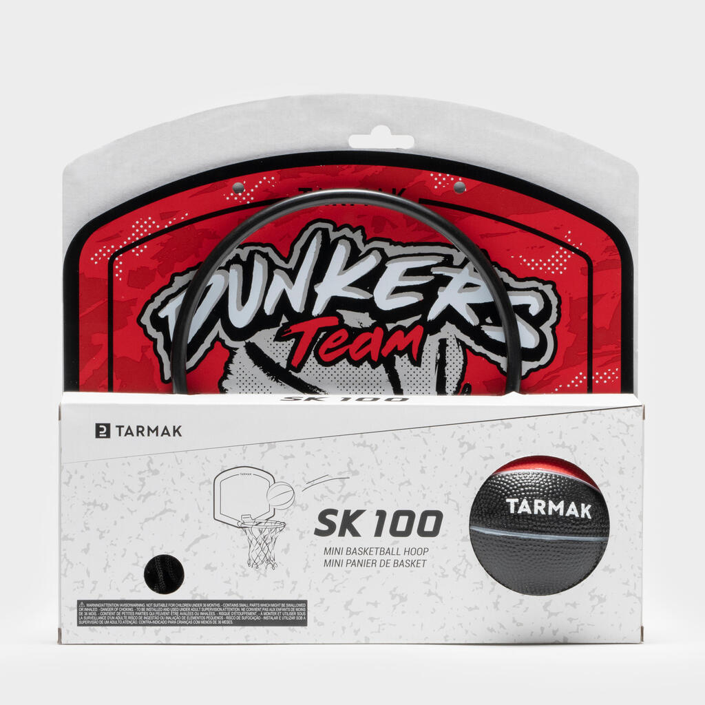 Mini Basketball Korb Wand- oder Türbefestigung - SK100 Dunkers rot/silber