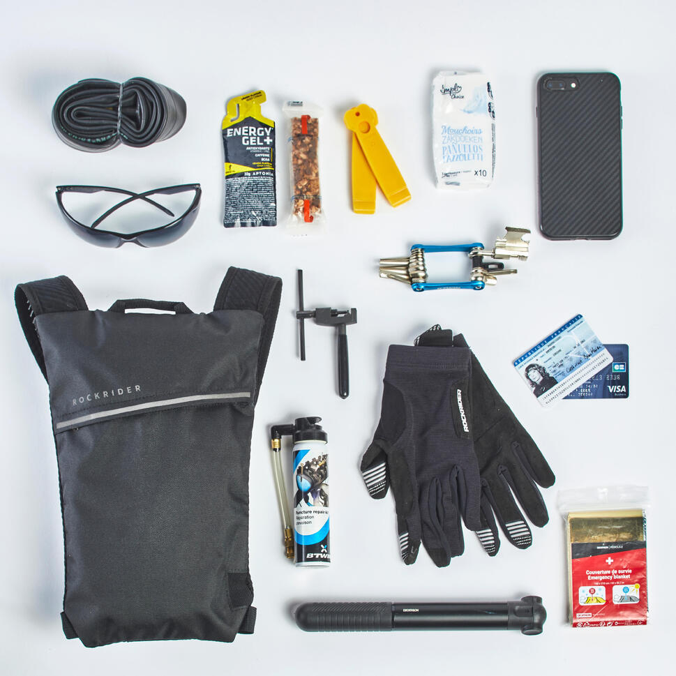 Mountain Bike Hydration Backpack Explore 2L/1L Water Black ROCKRIDER