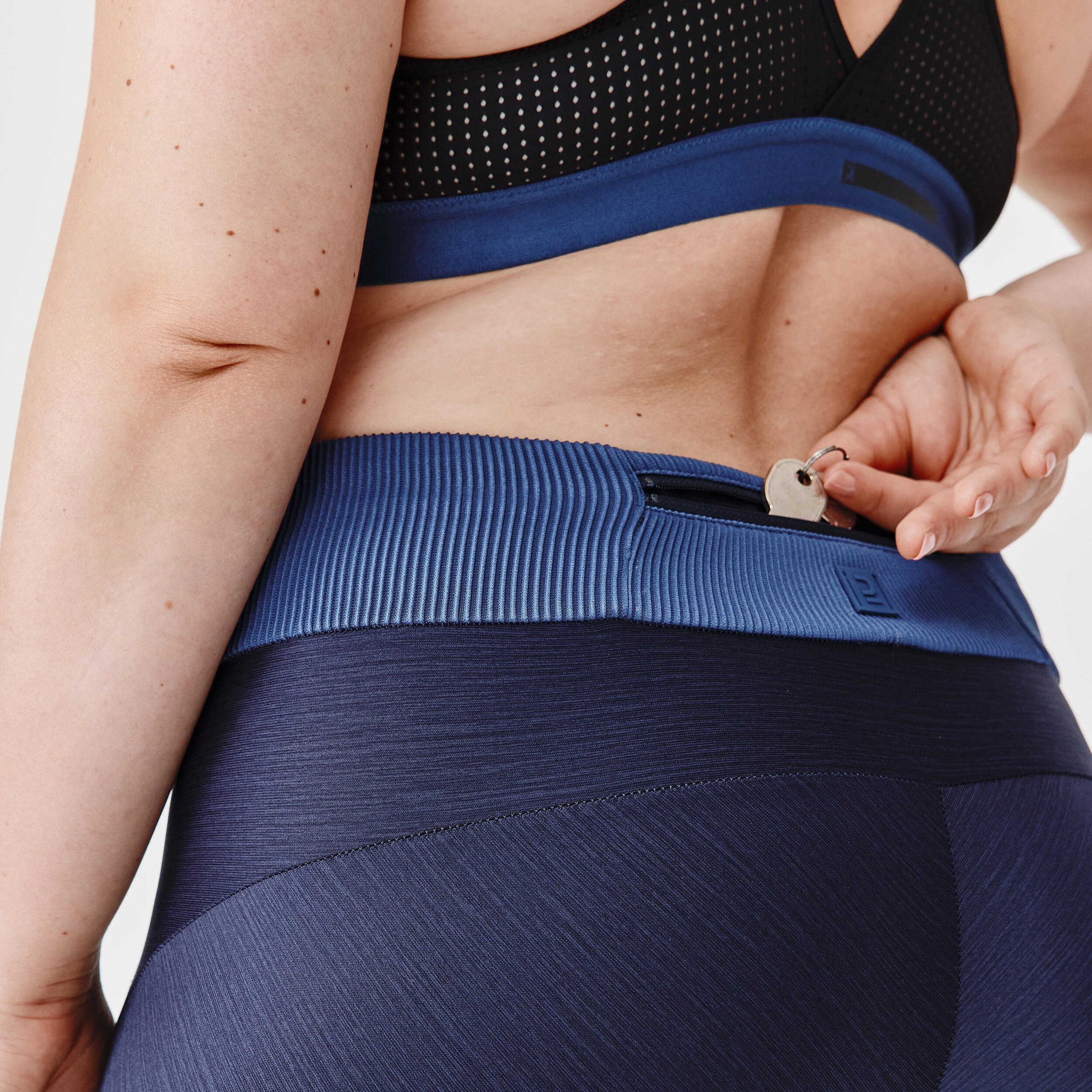 Women's short breathable running leggings Dry+ Feel - blue 6/7
