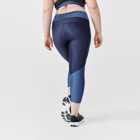 Legging court running respirant femme - Dry+ Feel bleu