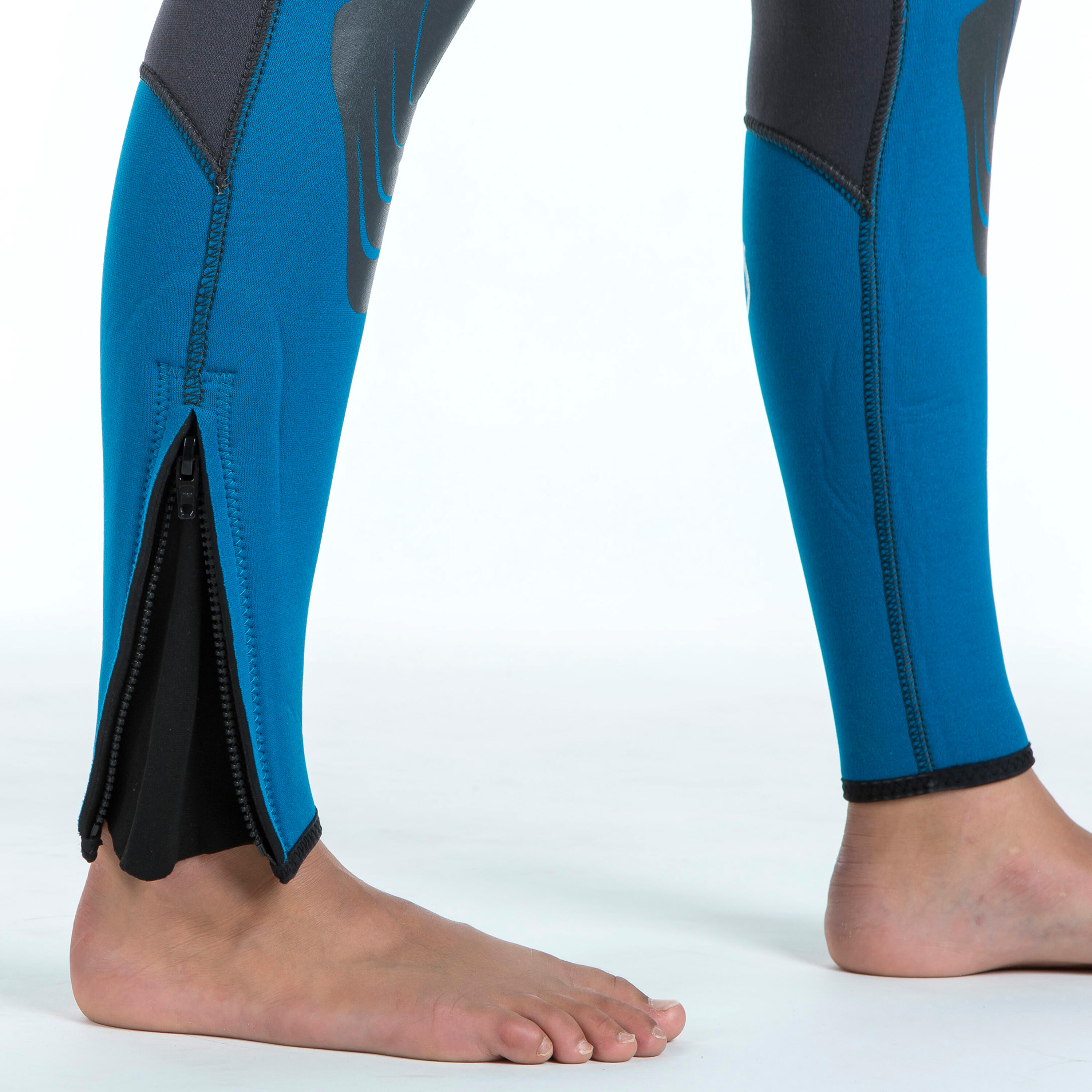 Neoprenanzug Frontzip Tauchen Kinder 100 5 mm grau/blau 8/9