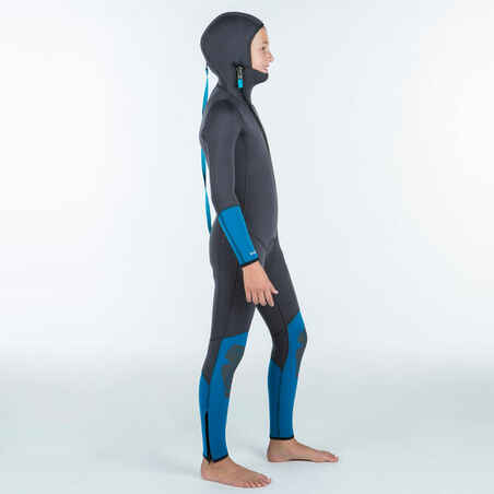 Kids diving wetsuit 5.5 mm neoprene SCD 500 grey and blue