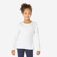 T-shirt enfant manches longues coton - Basique blanc