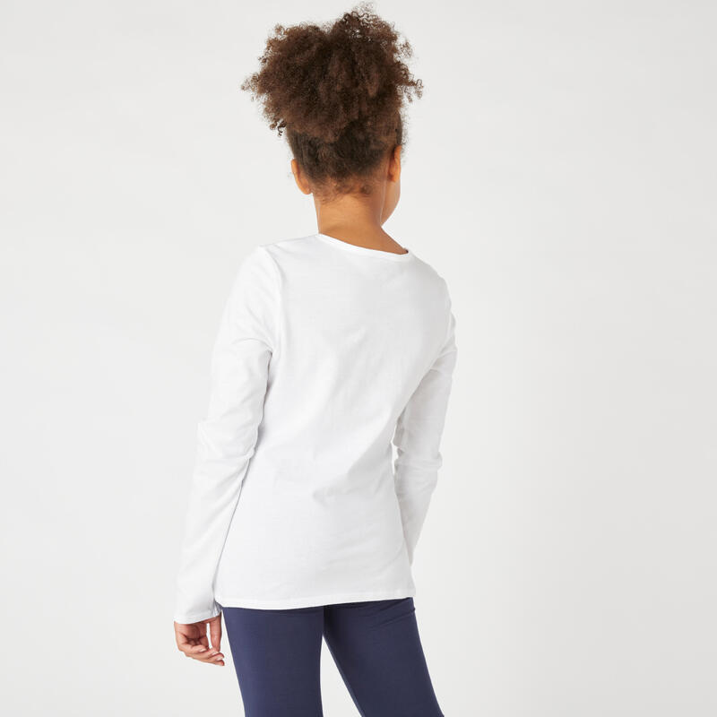 Camiseta fitness manga larga básica algodón Mujer Domyos